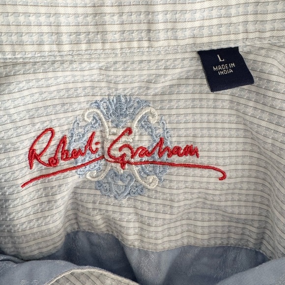 ROBERT GRAHAM Men’s Blue Buddha Jacquard Long Sleeve Button Up Shirt-Size Large - Picture 3 of 12